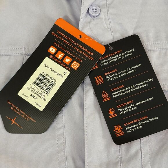 Habit Men's Small River Shirt Outdoor Solar Factor Short Sleeve breathable comfy - Picture 11 of 16